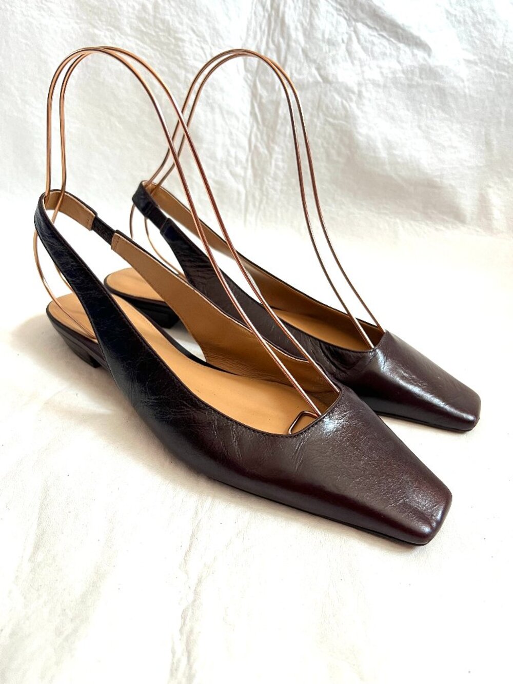 Madewell shoes brown leather womens 8.5 Ophelia Slingback flats square toe